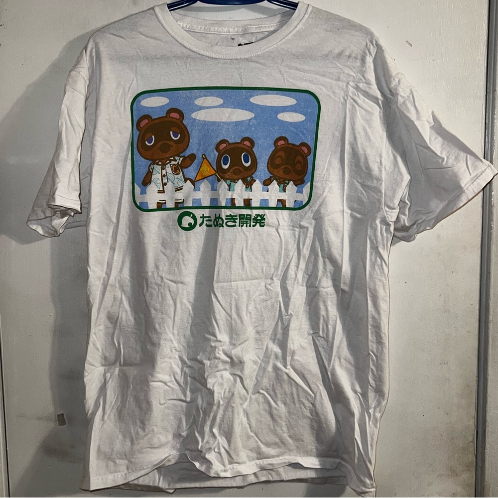 Tom Nook Tanukichi Animal Crossing Japanese White Gamer Nintendo Switch Shirt M